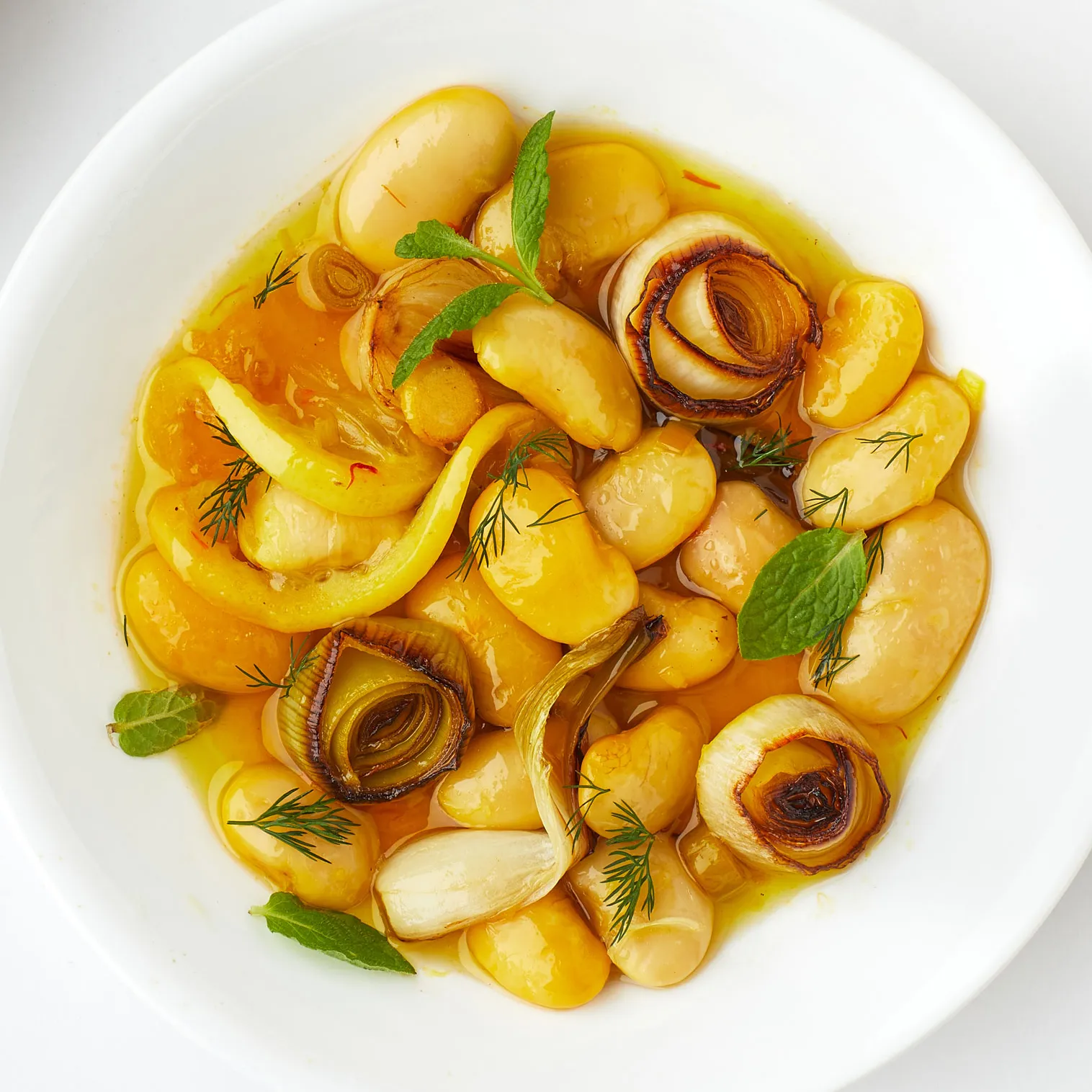 bean confit with onions