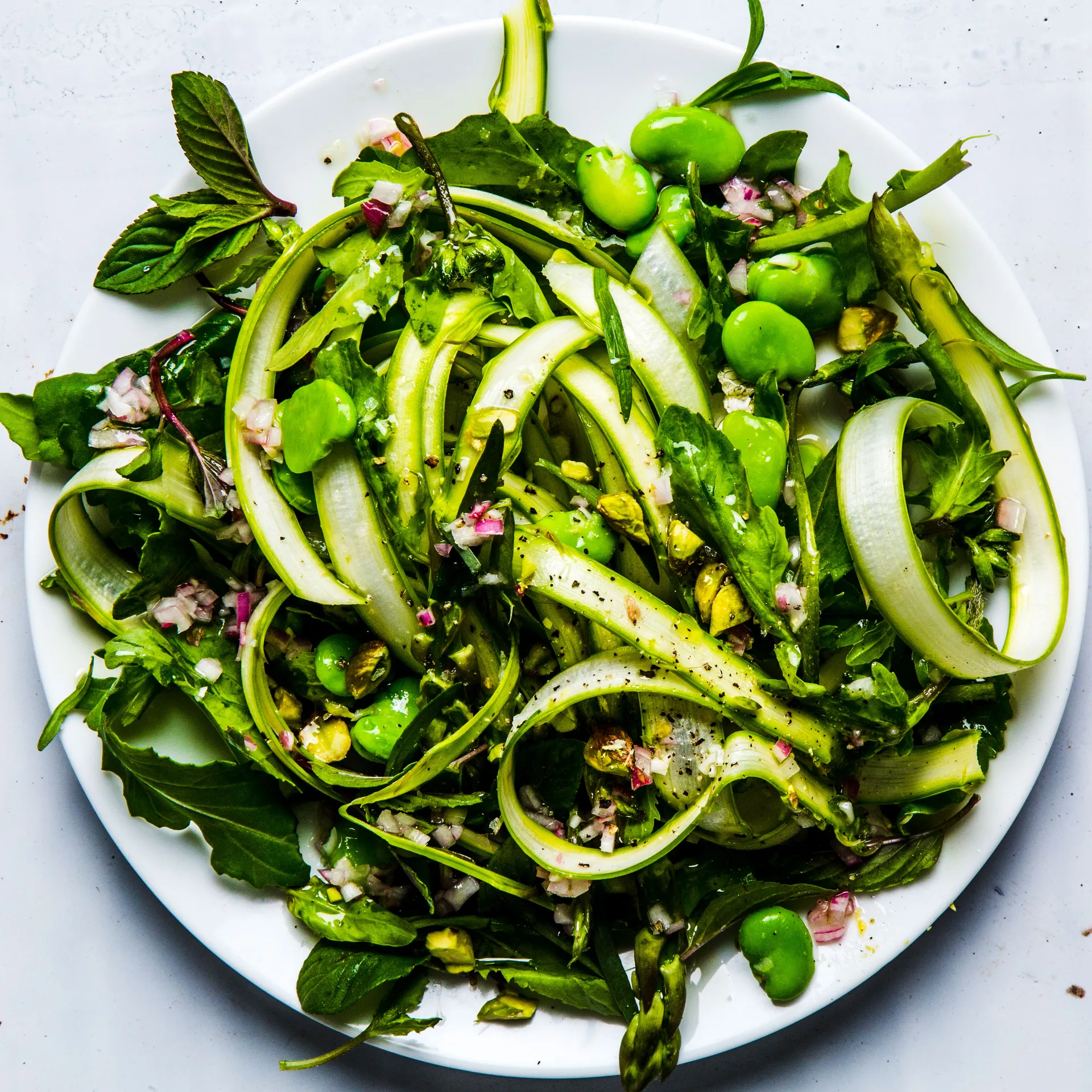 fava bean and asparagus salad